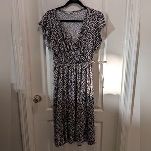 Velvet Torch Floral Wrap Style Dress, Sz L